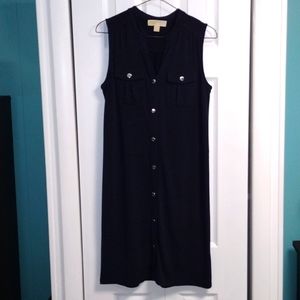Michael Kors Logo Button Front Blue Sleeveless Dress Skirt size XS